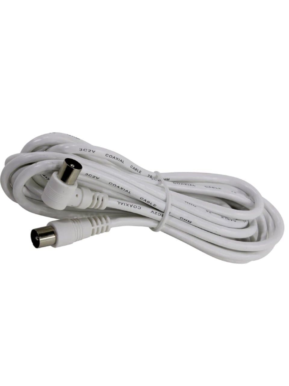 Кабель антенный, 3 м, разъемы M-M, угловой разъем, белый, Smartbuy, KTV113