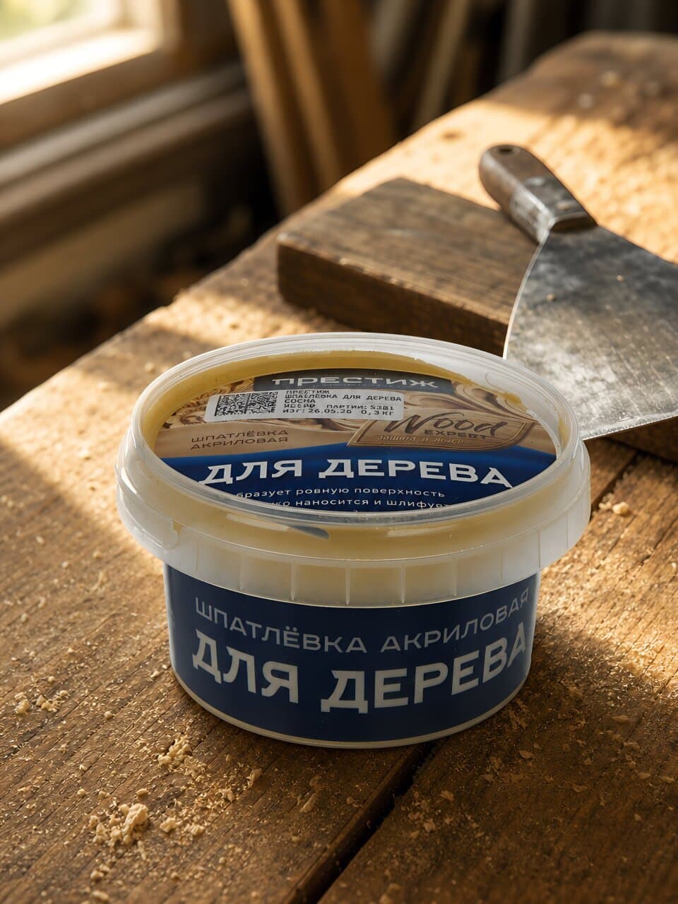Шпатлевка Престиж, акриловая, по дереву, для внутренних и наружных работ, сосна, 0.3 кг