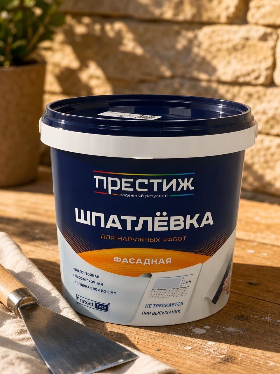 Шпатлевка Престиж, акриловая, универсальная, фасадная, для наружных работ, 1.5 кг
