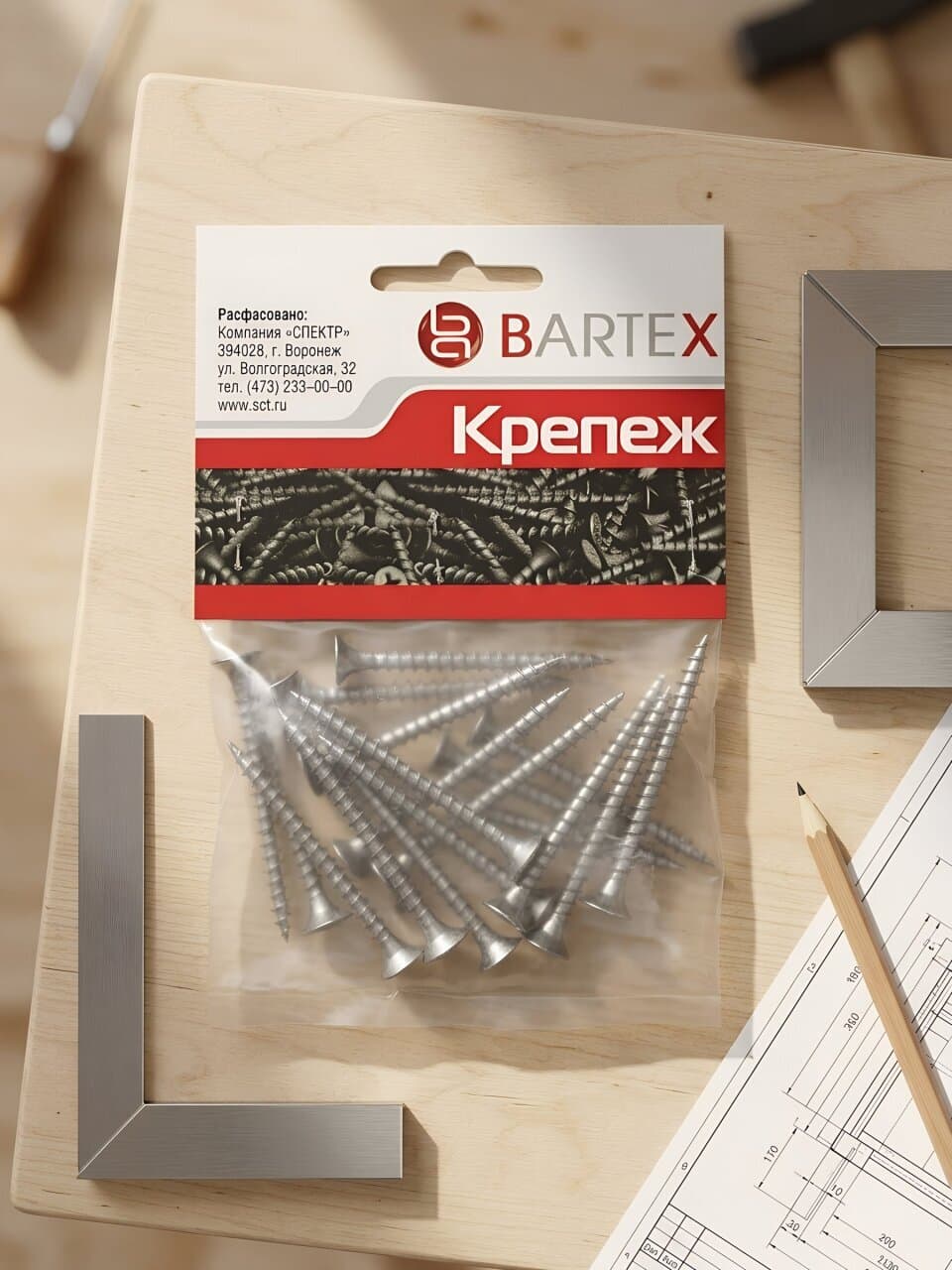 Саморез универсальный, диаметр 4х50 мм, 25 шт, оцинкованный, пакет, Bartex