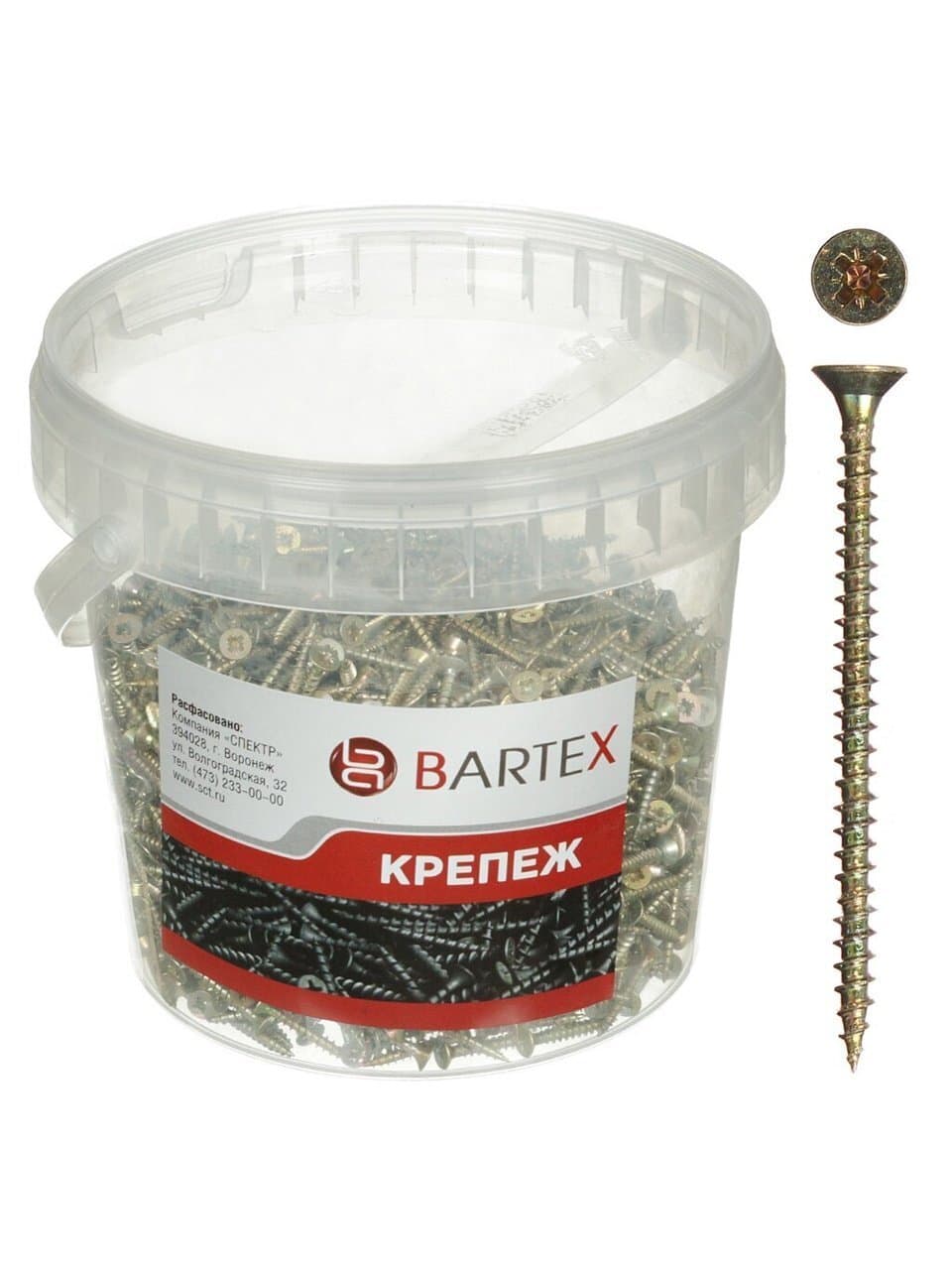 Саморез универсальный, диаметр 5х60 мм, 200 шт, оцинкованный, банка, Bartex
