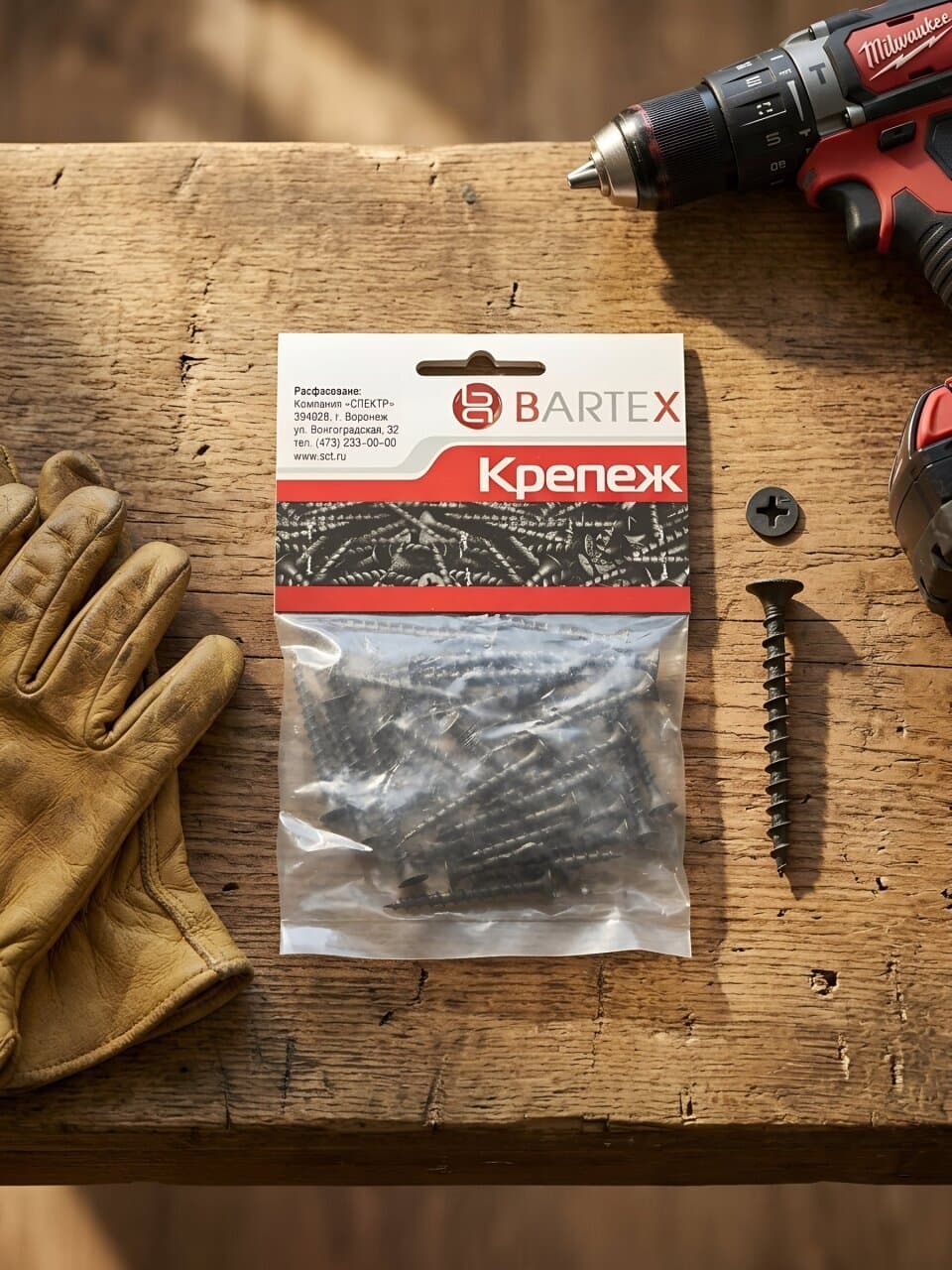 Саморез по дереву и гипсокартону, диаметр 3.5х41 мм, 40 шт, пакет, Bartex