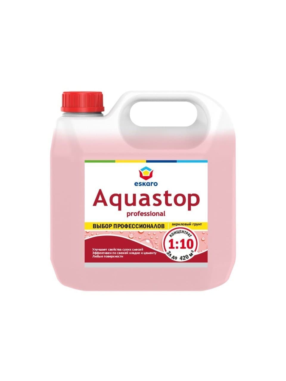 Грунтовка водно-дисперсионная, акриловая, Eskaro, Aquastop Professional, концентрат 1:10, для внутренних и наружных работ, 3 л