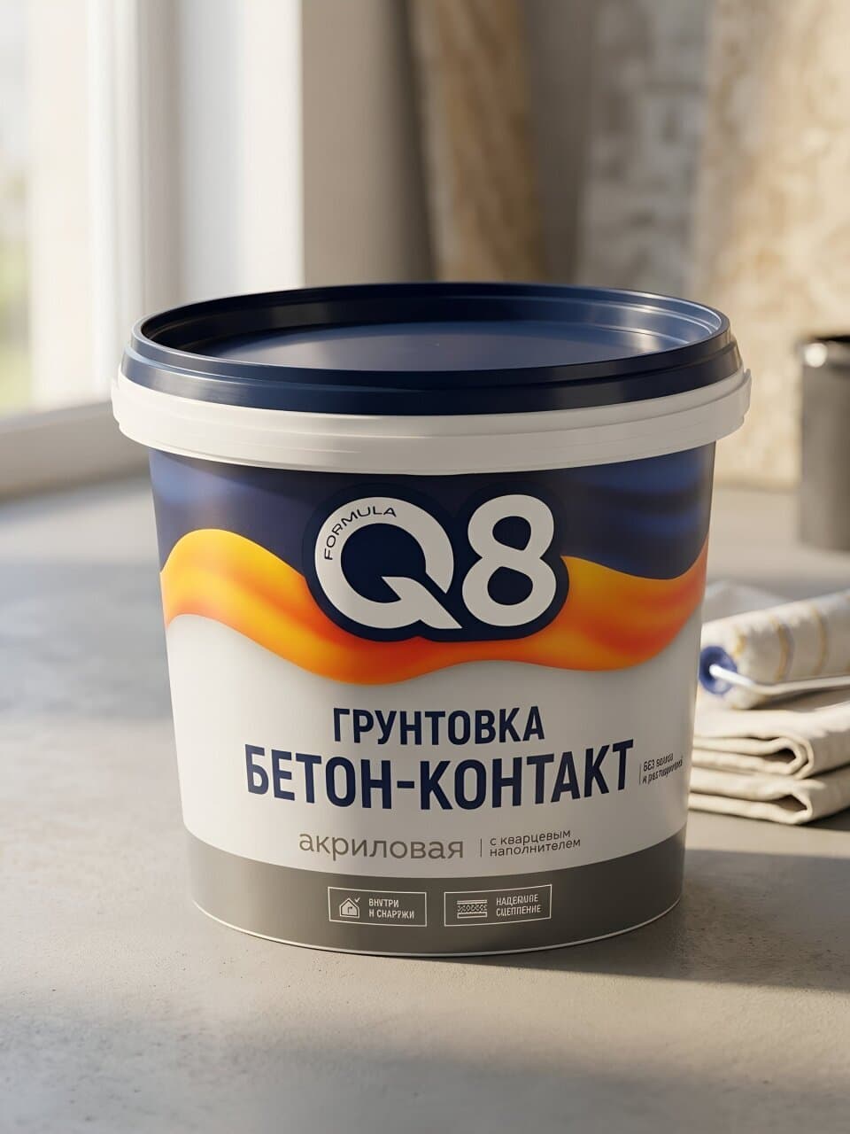 Грунтовка водно-дисперсионная, акриловая, Formula Q8, бетоноконтакт, для внутренних и наружных работ, 1.4 кг