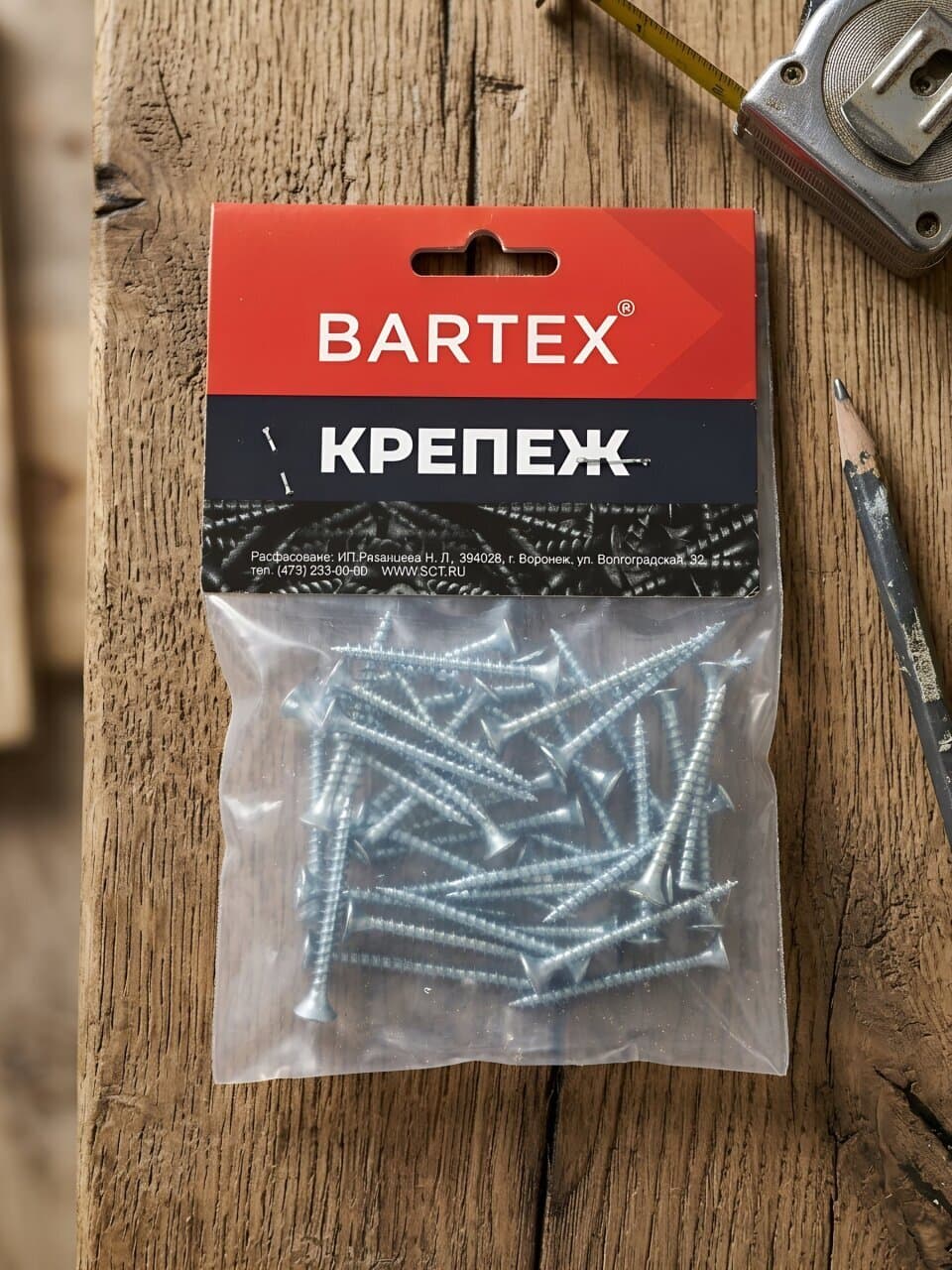 Саморез универсальный, диаметр 4х40 мм, 40 шт, оцинкованный, пакет, Bartex