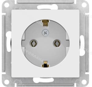 Розетка одинарная встраиваемая SCHNEIDER ELECTRIC Atlasdesign с заземлением белая механизм