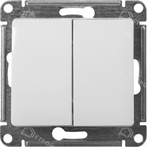 Выключатель встраиваемый SCHNEIDER ELECTRIC Glossa двухклавишный белый 000151