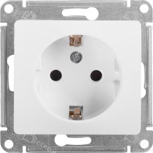 Розетка одинарная встраиваемая SCHNEIDER ELECTRIC Glossa с заземлением белая механизм