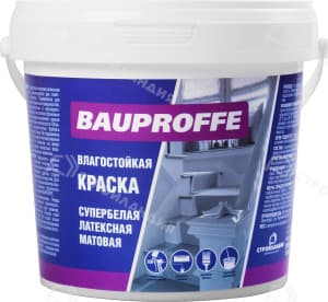Краска влагостойкая латексная BAUPROFFE супербелая (1,3кг)