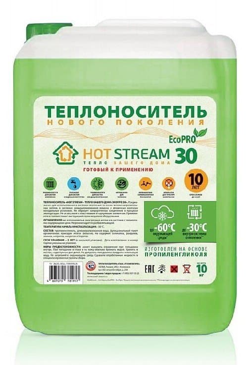 Теплоноситель Hot Stream-Эко -30°C 10кг пропиленгликоль