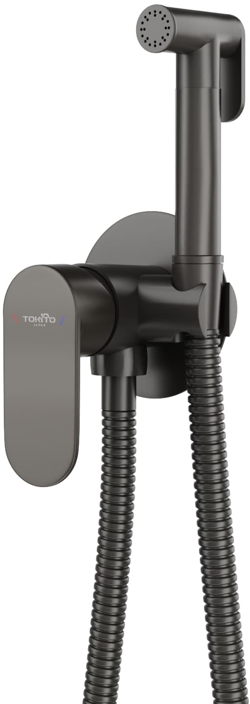 Смеситель с гигиеническим душем встраиваемый TOKITO TOK-FUR-1016GM, вороненая сталь