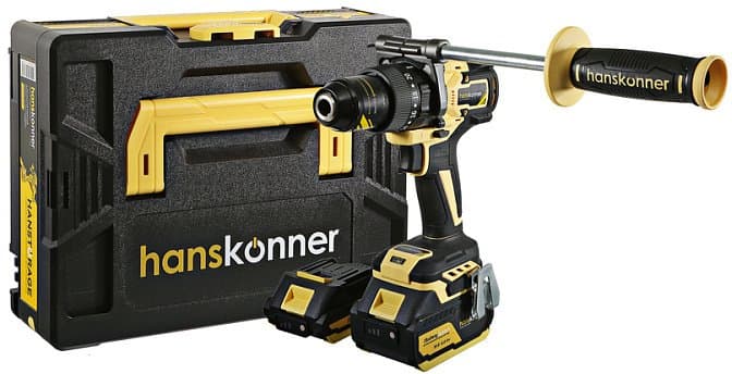 Шуруповерт аккумуляторный ударный бесщеточный Hanskonner PLATINUM HCD18165BLI 1BatterySystem Li-Ion 165Нм 18.0