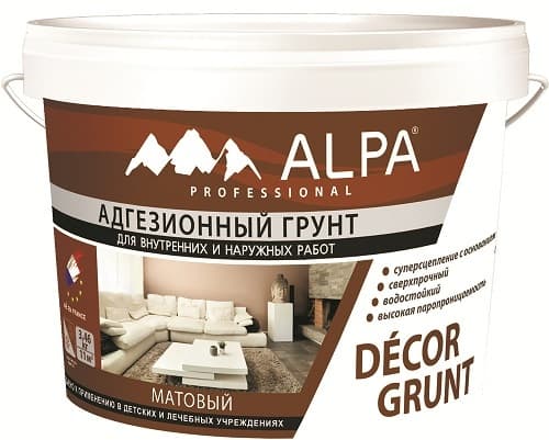 Грунт адгезионный ALPA Decor Grunt матовый белый (3,4кг)
