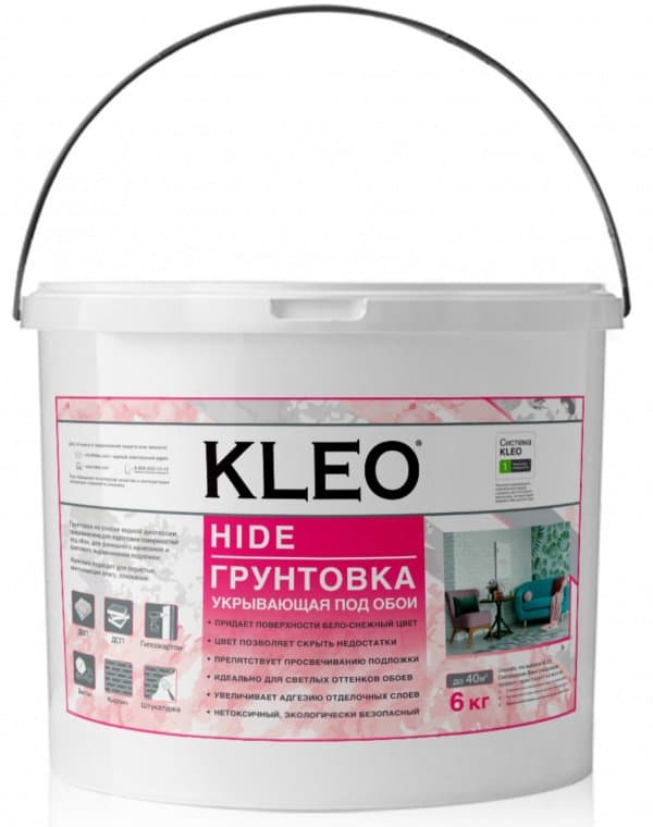 Грунтовка под обои укрывающая KLEO HIDE 40 цвет белый (6кг)